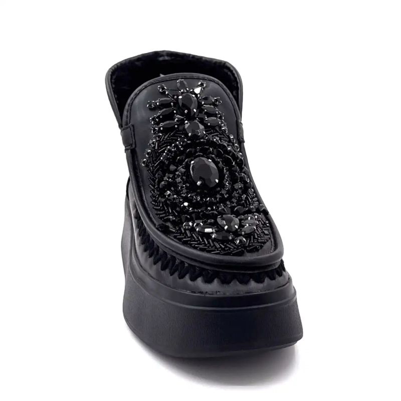 Nan Ku Dfh09 Svarta Lädersmycken Ivoire Chaussures