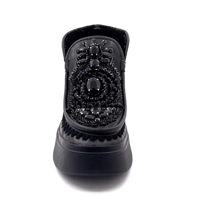 Nan Ku Dfh09 Μαύρα Δερμάτινα Κοσμήματα Ivoire Chaussures