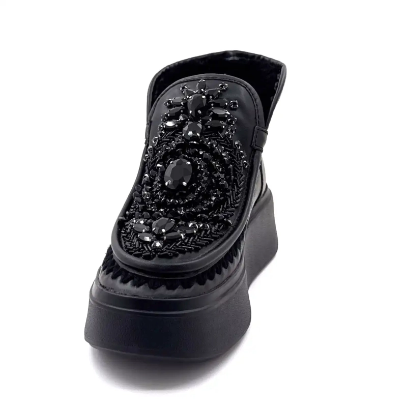 Nan Ku Dfh09 fekete bőr ékszer Ivoire Chaussures