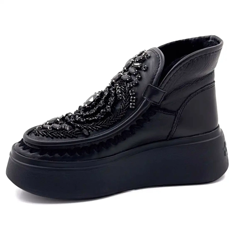 Nan Ku Dfh09 Sorte Lædersmykker Ivoire Chaussures