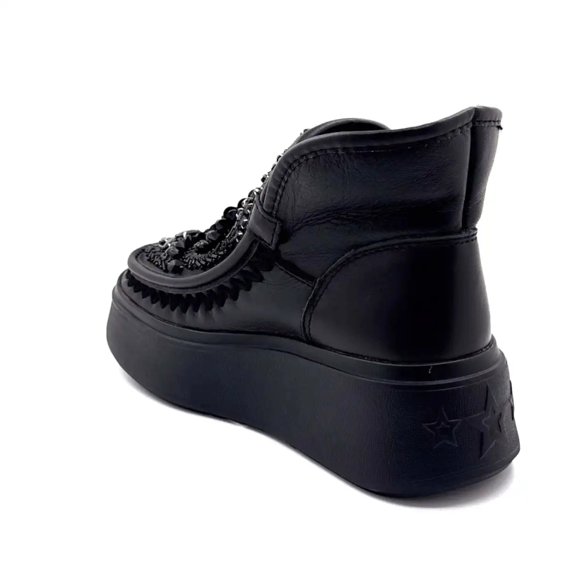 Nan Ku Dfh09 Zwarte leren sieraden Ivoire Chaussures