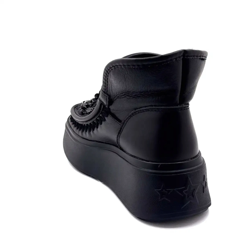 Nan Ku Dfh09 Joia de couro preto Ivoire Chaussures