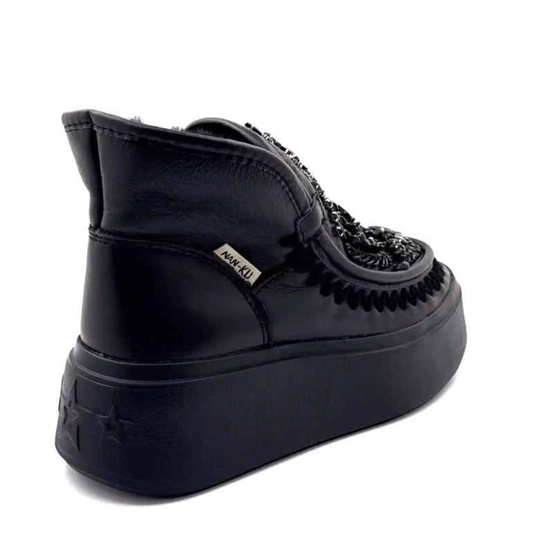 Nan Ku Dfh09 fekete bőr ékszer Ivoire Chaussures