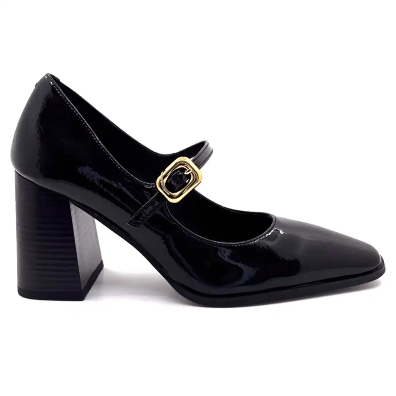 Ivoire Jlr2501 Cuir Vernis Noir Ivoire Chaussures