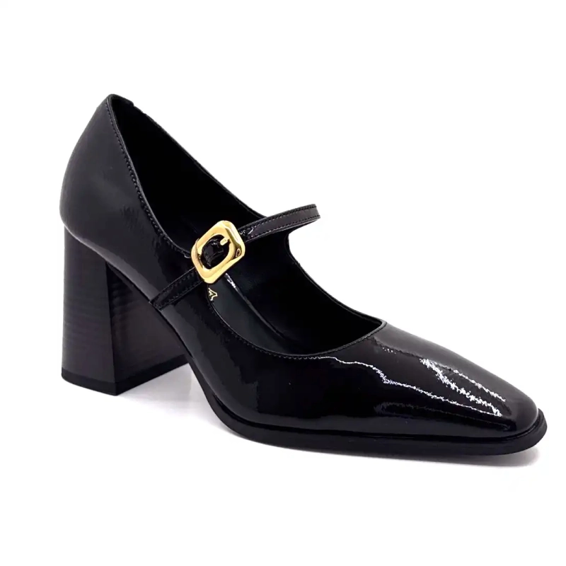 Ivoire Jlr2501 Cuir Vernis Noir Ivoire Chaussures