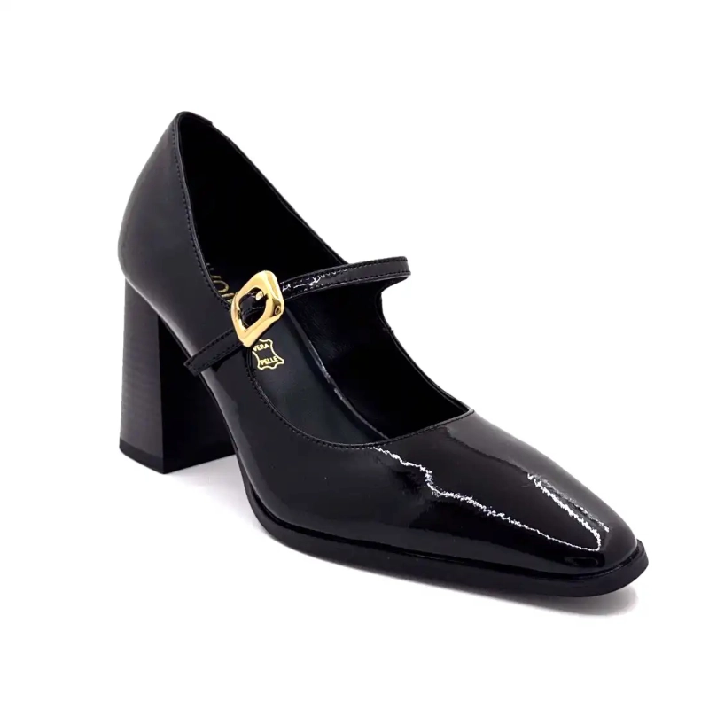 Ivoire Jlr2501 Svart Glanset Skinn Ivoire Chaussures