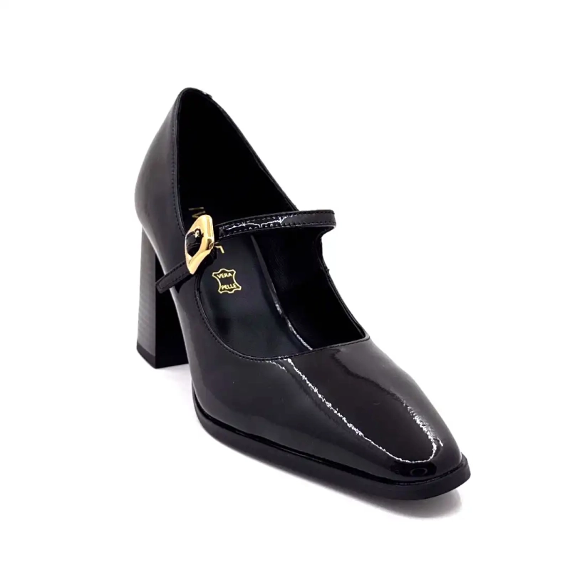 Ivoire Jlr2501 Schwarzes glänzendes Leder Ivoire Chaussures