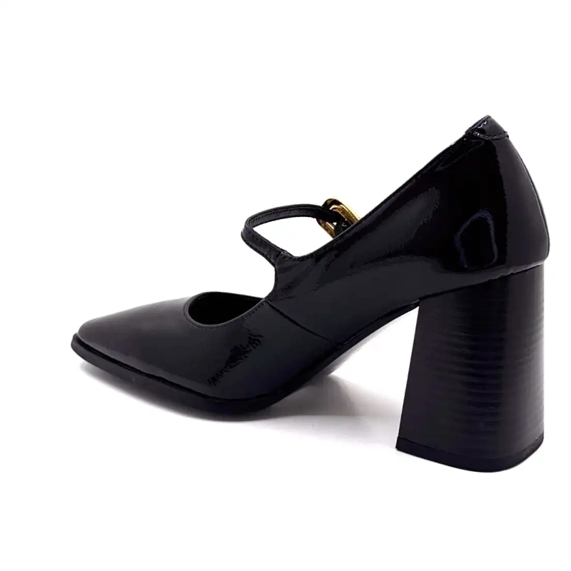 Ivoire Jlr2501 Pelle nera lucida Ivoire Chaussures