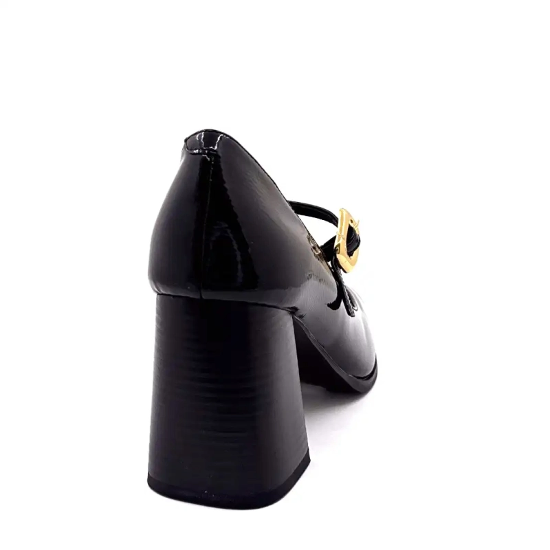 Ivoire Jlr2501 Schwarzes glänzendes Leder Ivoire Chaussures