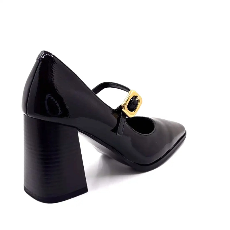 Ivoire Jlr2501 Pelle nera lucida Ivoire Chaussures