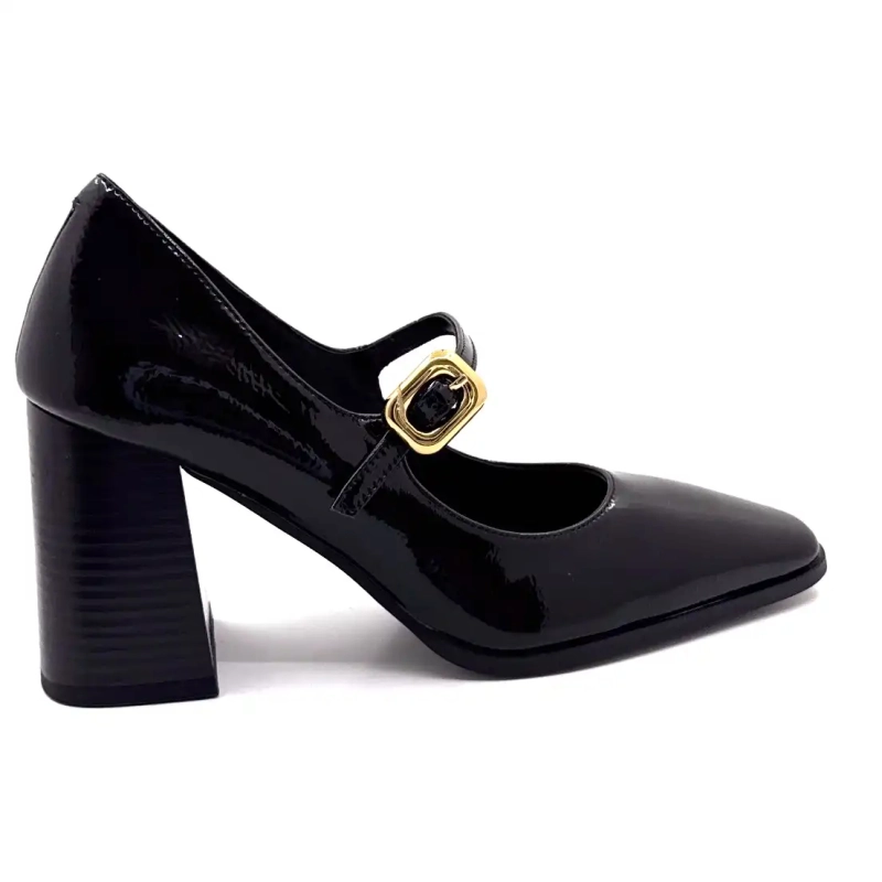 Ivoire Jlr2501 Pelle nera lucida Ivoire Chaussures