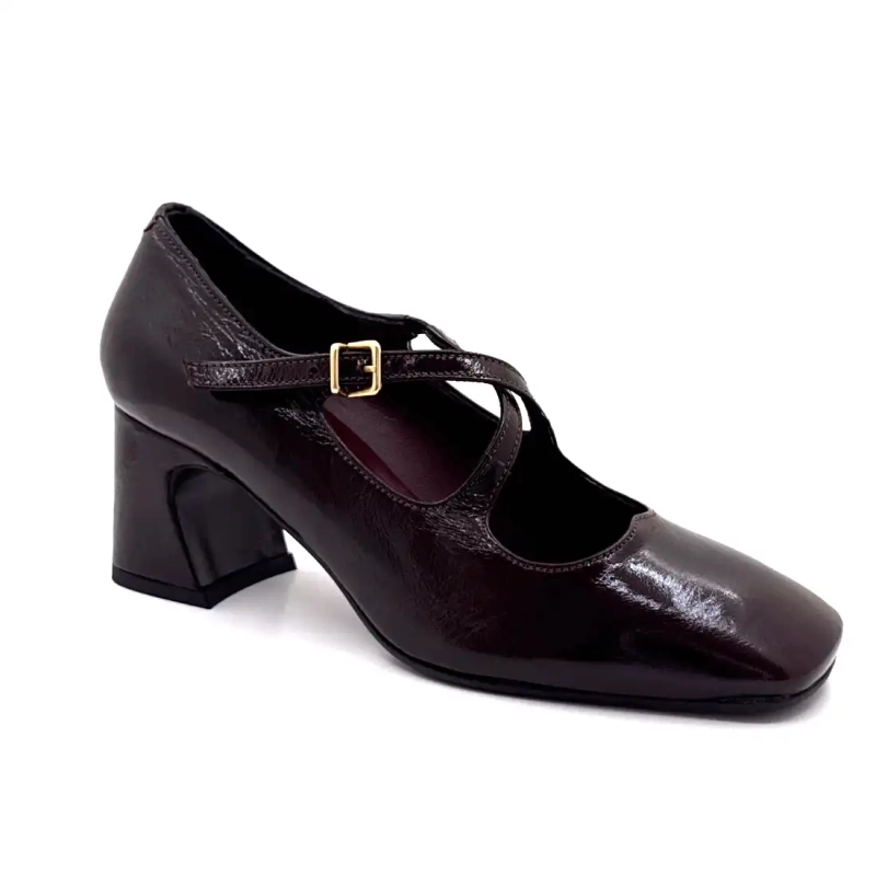 Piel de charol berenjena color Ivoire E606 Ivoire Chaussures