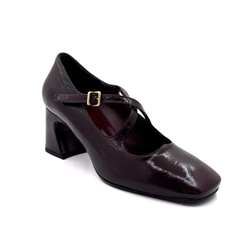 Ivoire E606 Cuir Vernis Aubergine Ivoire Chaussures