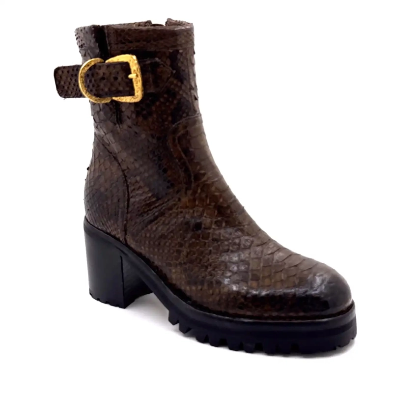 La Bottega di Lisa 4222/608 Birra Brown Pyton Couro Ivoire Chaussures
