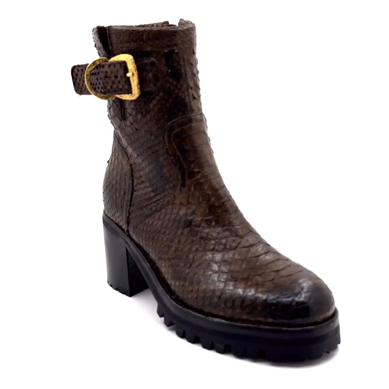 La Bottega di Lisa 4222/608 Birra Brown Pyton Couro Ivoire Chaussures