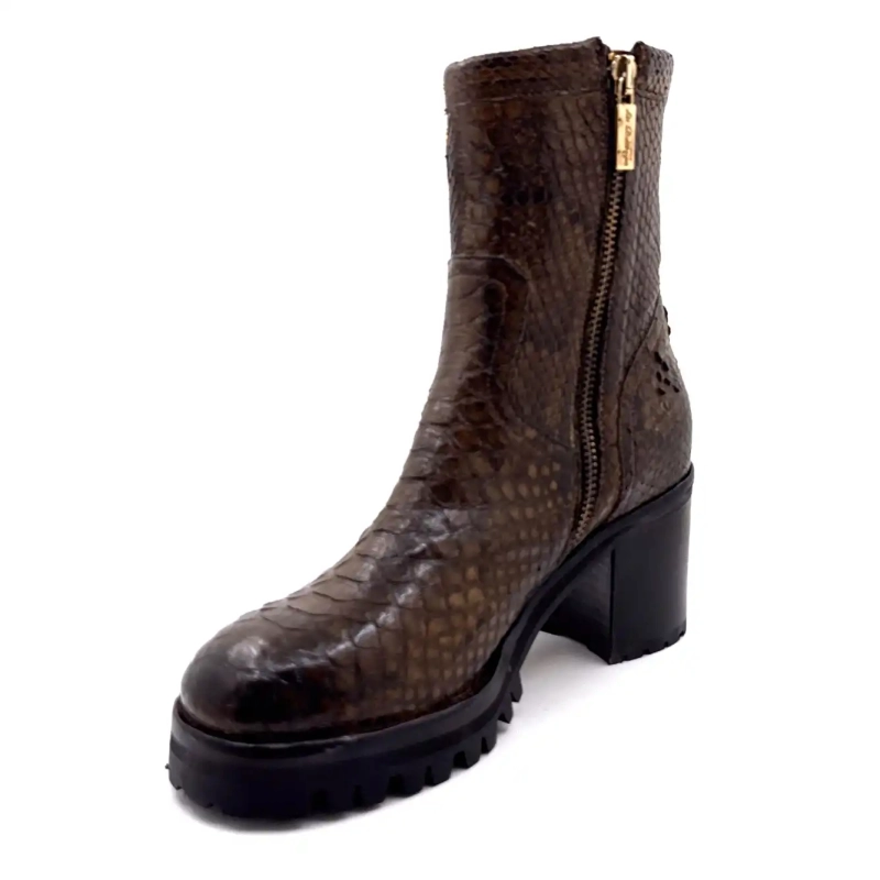 La Bottega di Lisa 4222/608 Birra Pelle Pitone Marrone Ivoire Chaussures