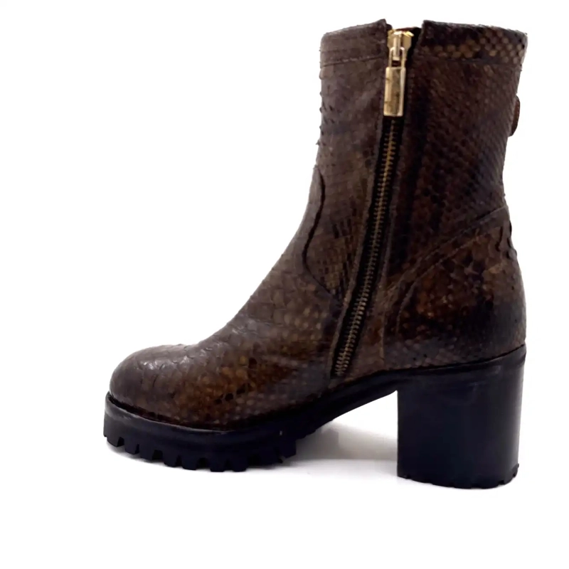La Bottega di Lisa 4222/608 Cuir Python Marron Birra Ivoire Chaussures