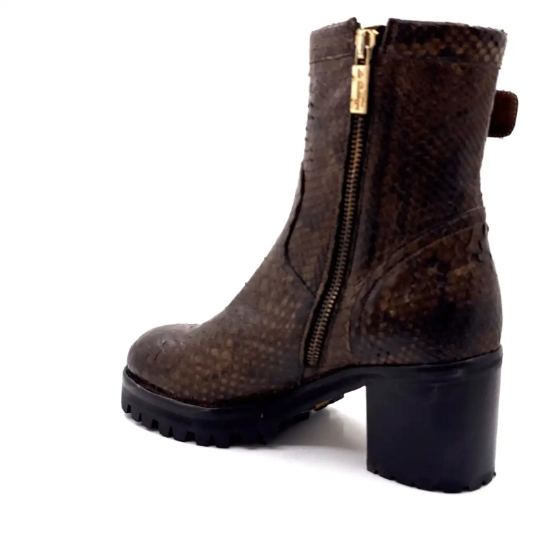 La Bottega di Lisa 4222/608 Birra Pelle Pitone Marrone Ivoire Chaussures