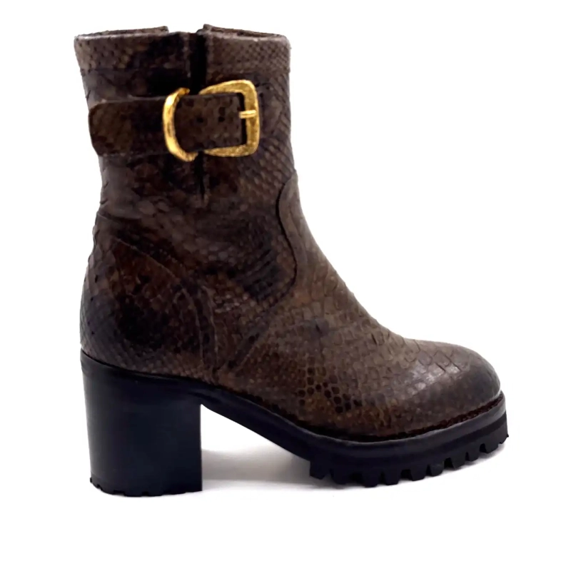 La Bottega di Lisa 4222/608 Birra Pelle Pitone Marrone Ivoire Chaussures