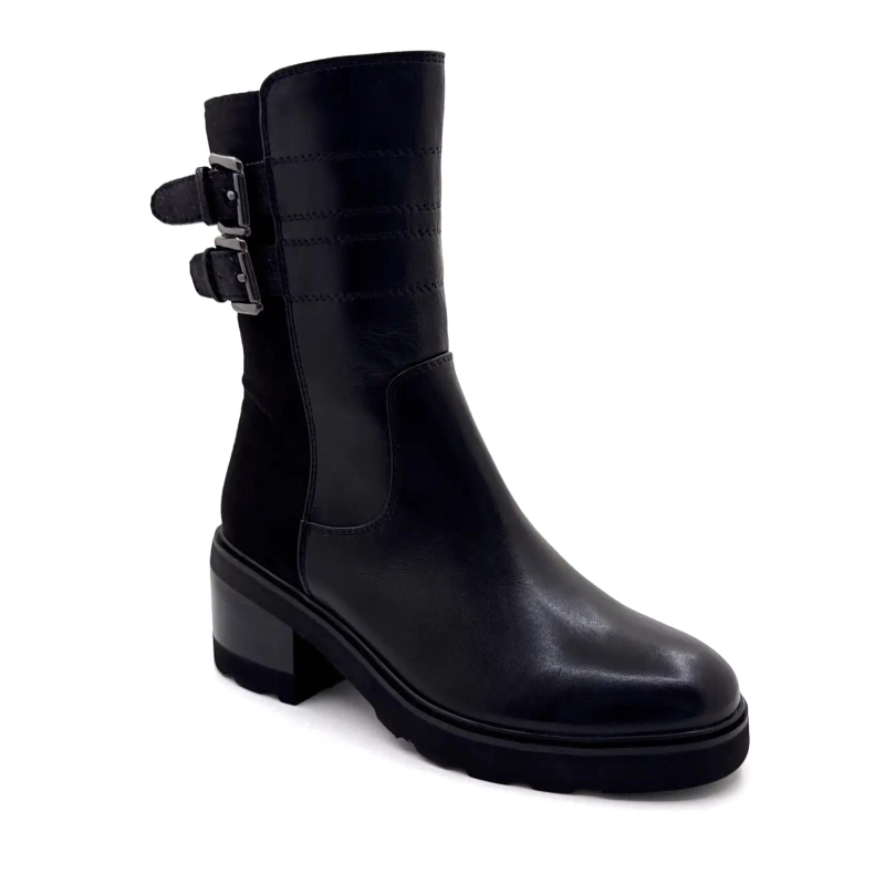 Look at the Sky Marcy 04 Schwarzes Leder Ivoire Chaussures