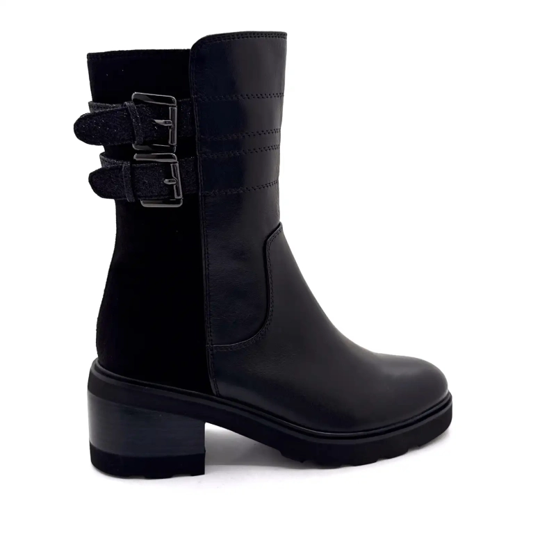 Olha o Céu Marcy 04 Couro Preto Ivoire Chaussures