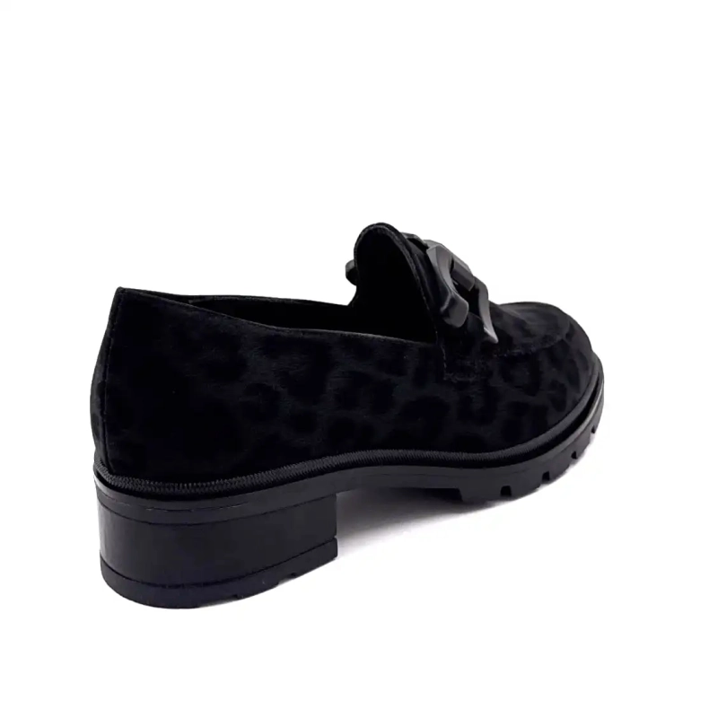 Ivoire 3q5833 Svart Leo-mønster Ivoire Chaussures