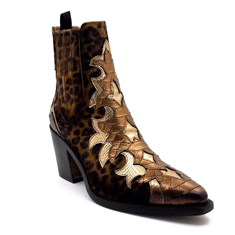 Ghost 5503 Pelle Oro Bronzo e Leo Ivoire Chaussures