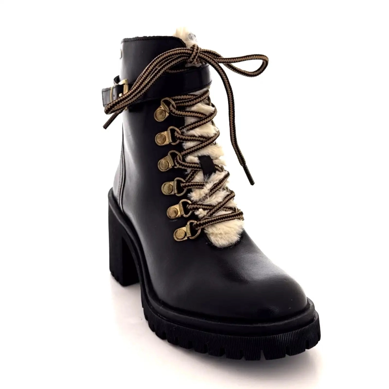 Les Tropéziennes 331070 Valentina Couro Preto Ivoire Chaussures