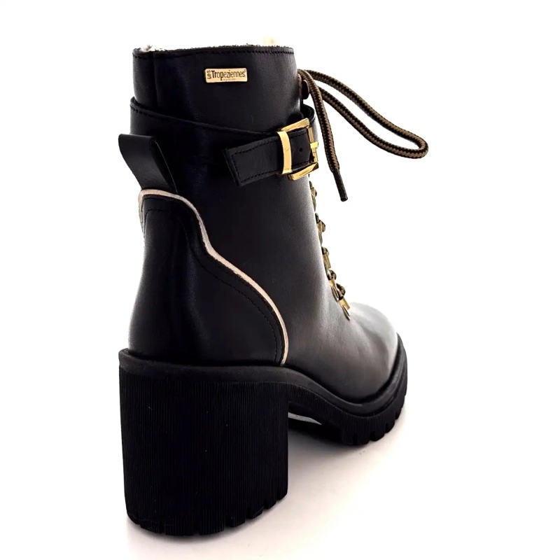 Les Tropéziennes 331070 Valentina Schwarzes Leder Ivoire Chaussures