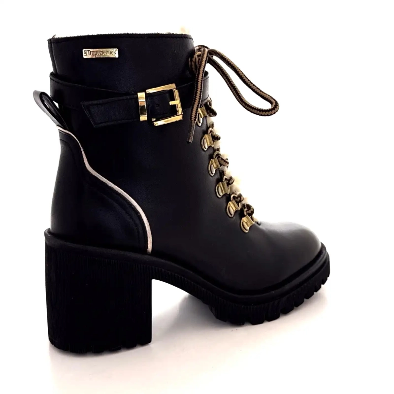 Les Tropéziennes 331070 Valentina fekete bőr Ivoire Chaussures