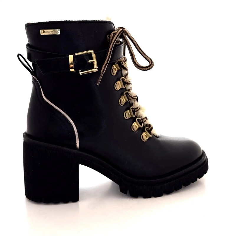 Les Tropéziennes 331070 Valentina Cuir Noir Ivoire Chaussures