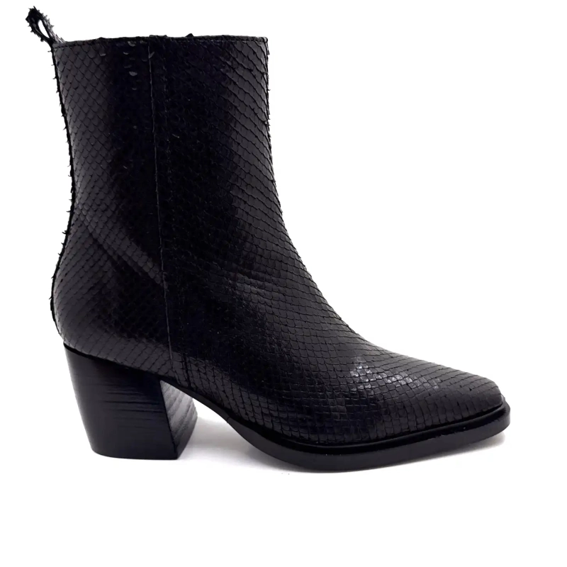 Ivoire L45020 Svart Läder Reptilmönster Ivoire Chaussures