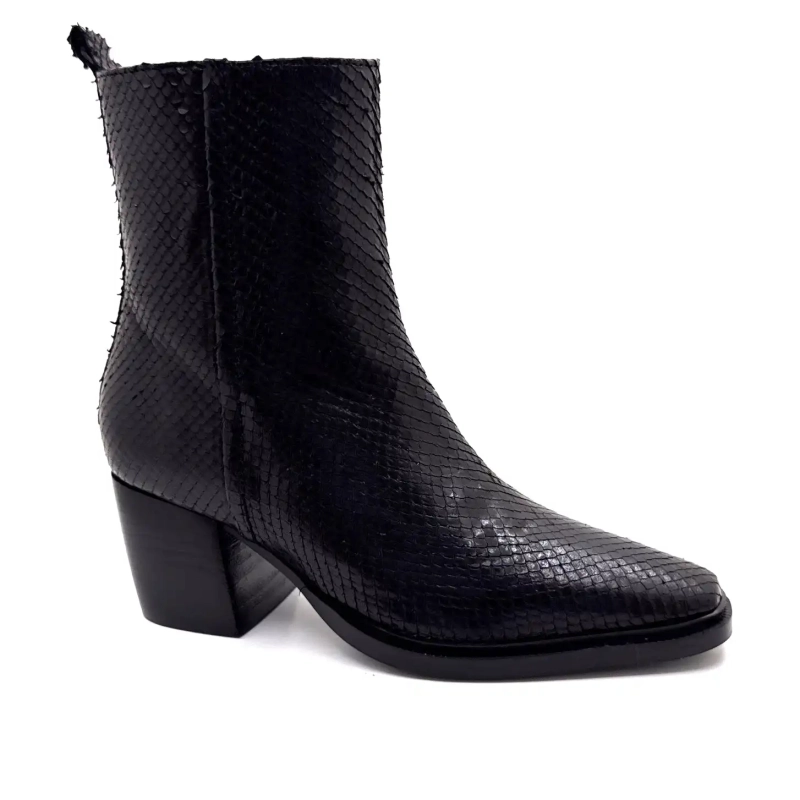 Ivoire L45020 Pelle nera Motivo rettile Ivoire Chaussures