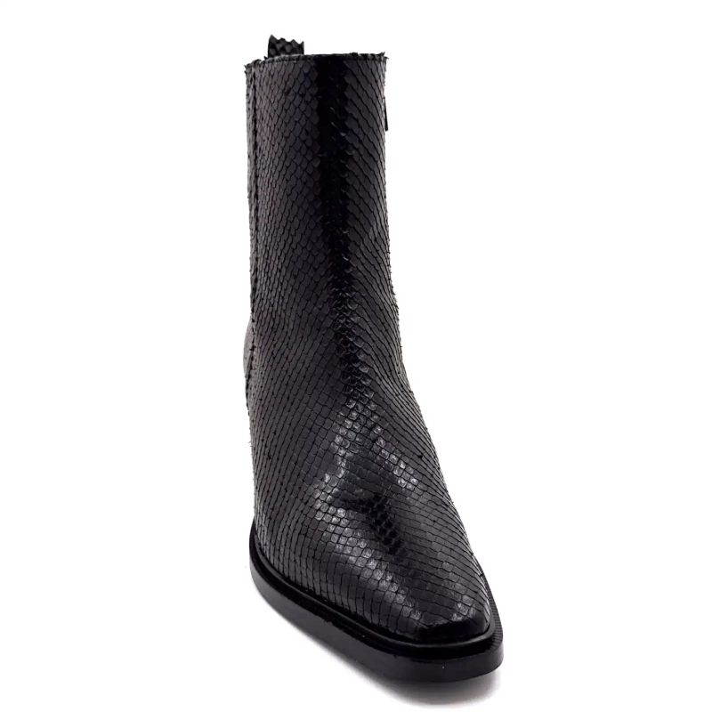 Ivoire L45020 Pelle nera Motivo rettile Ivoire Chaussures