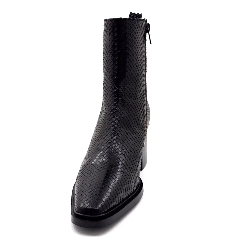 Ivoire L45020 Sort Læder Krybdyrmønster Ivoire Chaussures