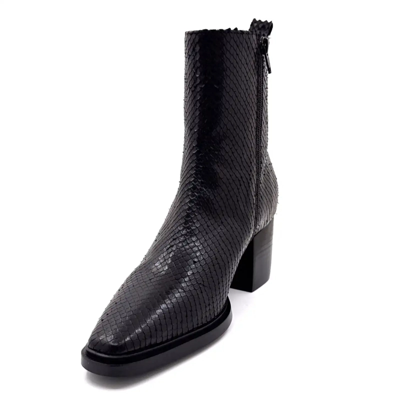 Ivoire L45020 Μαύρο Δερμάτινο Σχέδιο Ερπετών Ivoire Chaussures