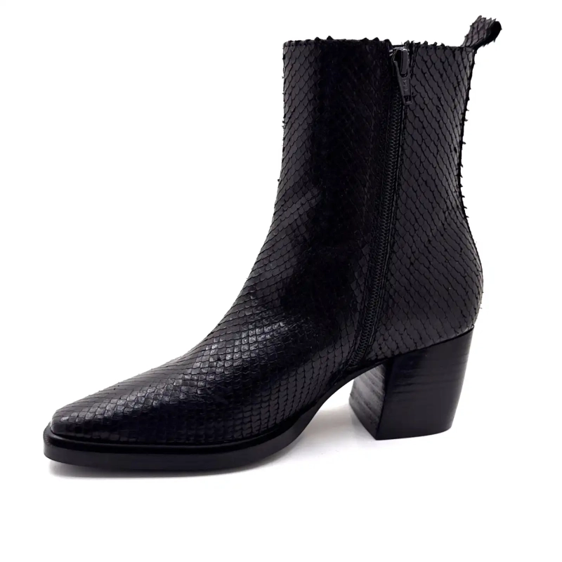 Ivoire L45020 Cuir Noir Motif Reptile Ivoire Chaussures