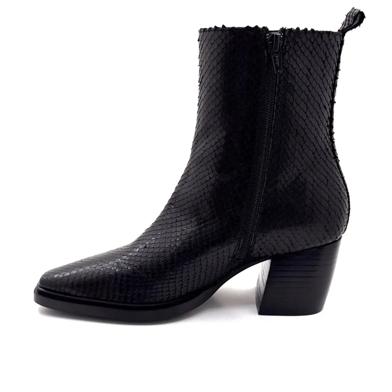 Ivoire L45020 Cuir Noir Motif Reptile Ivoire Chaussures