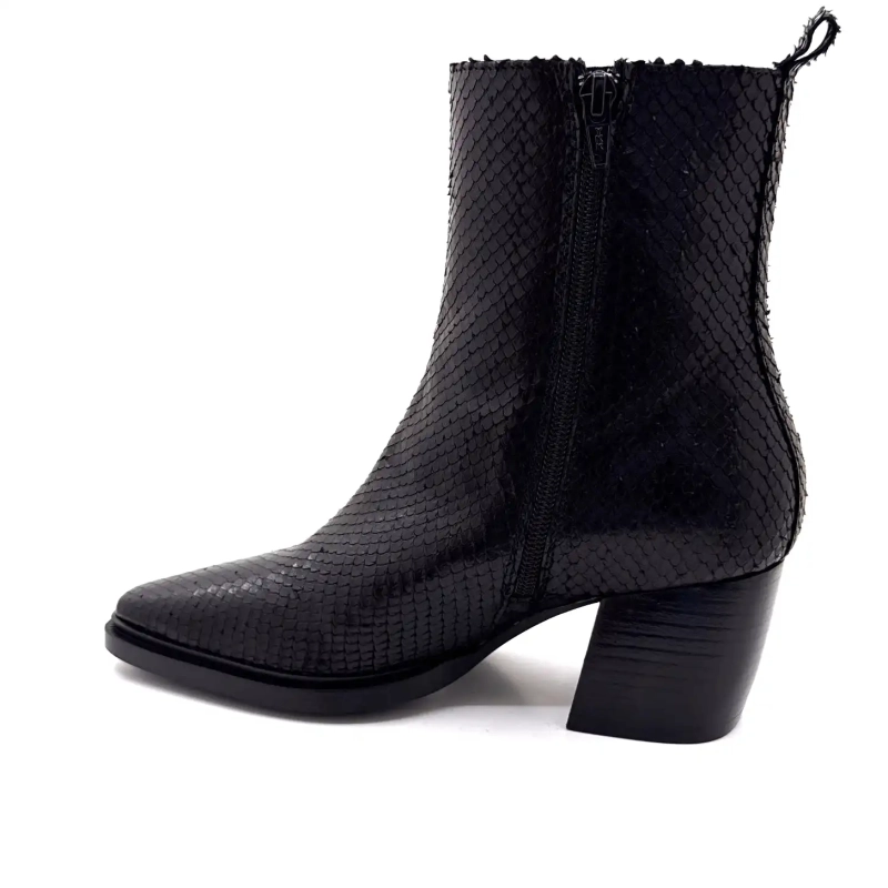 Ivoire L45020 Cuir Noir Motif Reptile Ivoire Chaussures