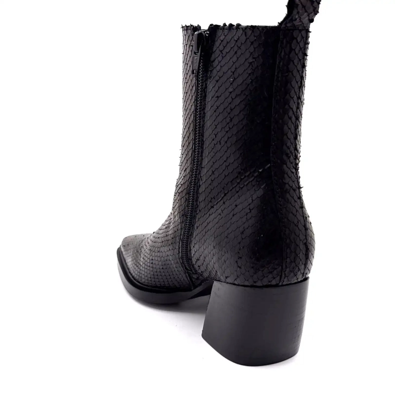 Ivoire L45020 Cuir Noir Motif Reptile Ivoire Chaussures