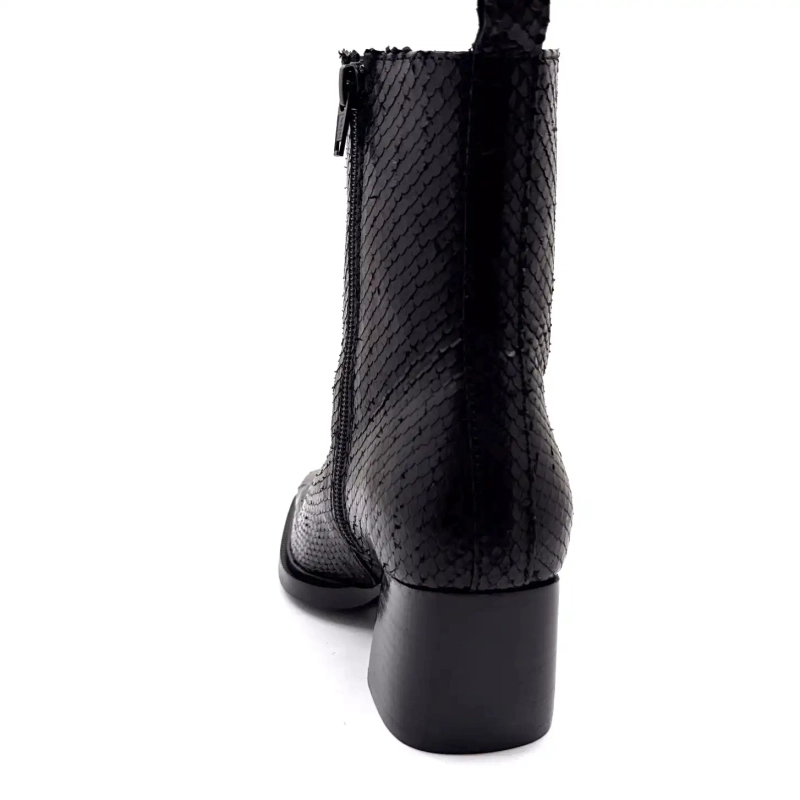 Ivoire L45020 Couro Preto Padrão Réptil Ivoire Chaussures