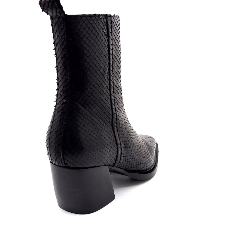 Ivoire L45020 Pelle nera Motivo rettile Ivoire Chaussures