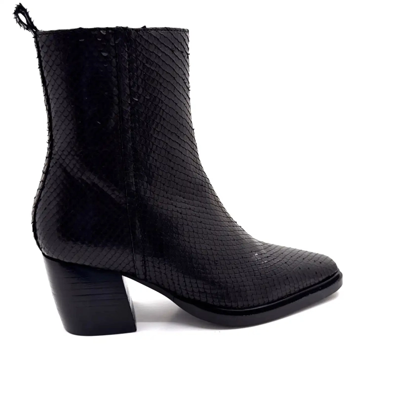 Ivoire L45020 Cuir Noir Motif Reptile Ivoire Chaussures