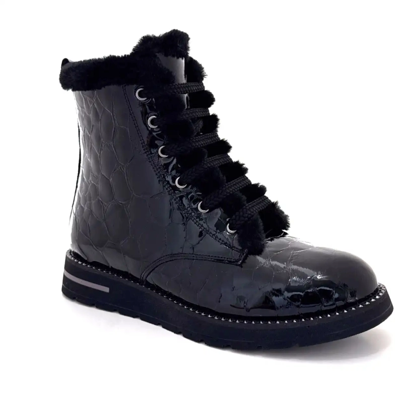 Ivoire 0436-24-02460 Couro de coco envernizado preto Ivoire Chaussures