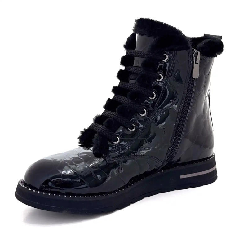 Ivoire 0436-24-02460 Svart kokosnötlackat läder Ivoire Chaussures