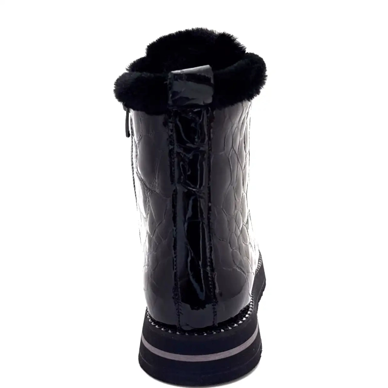 Ivoire 0436-24-02460 Cuir Coco Vernis Noir Ivoire Chaussures