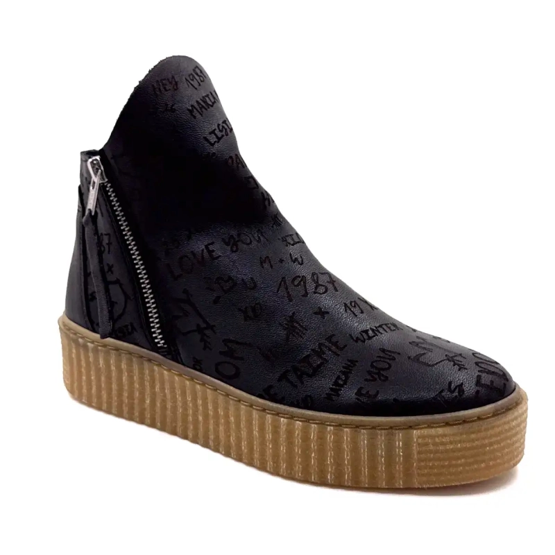 Ivoire Brewer Cuero Graffiti Negro Ivoire Chaussures