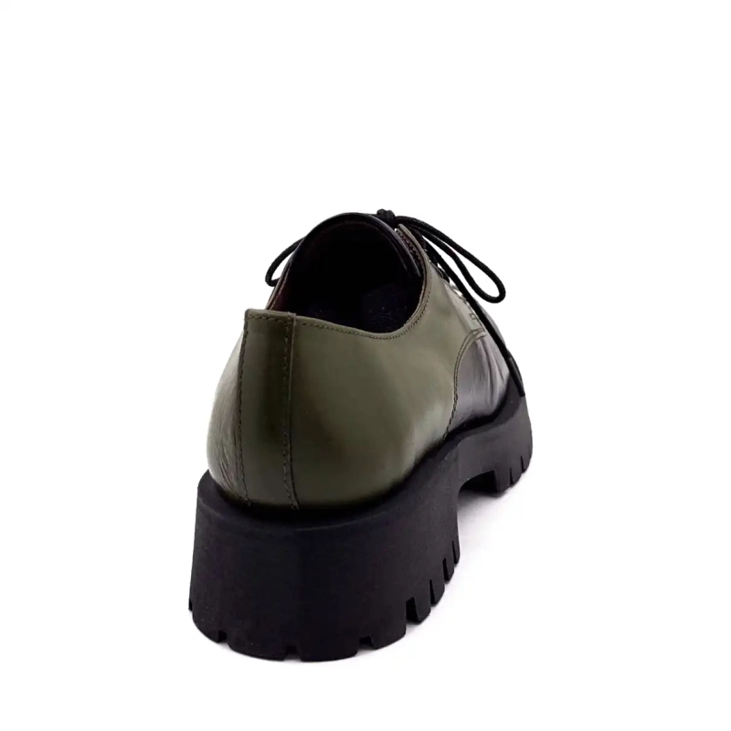 Minka Java Cuir Noir & Kaki Suède Léo Ivoire Chaussures