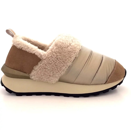 Voile Blanche 4D67 Haselnuss Wildleder Nylon Beige Schaffell-Effekt Ivoire Chaussures