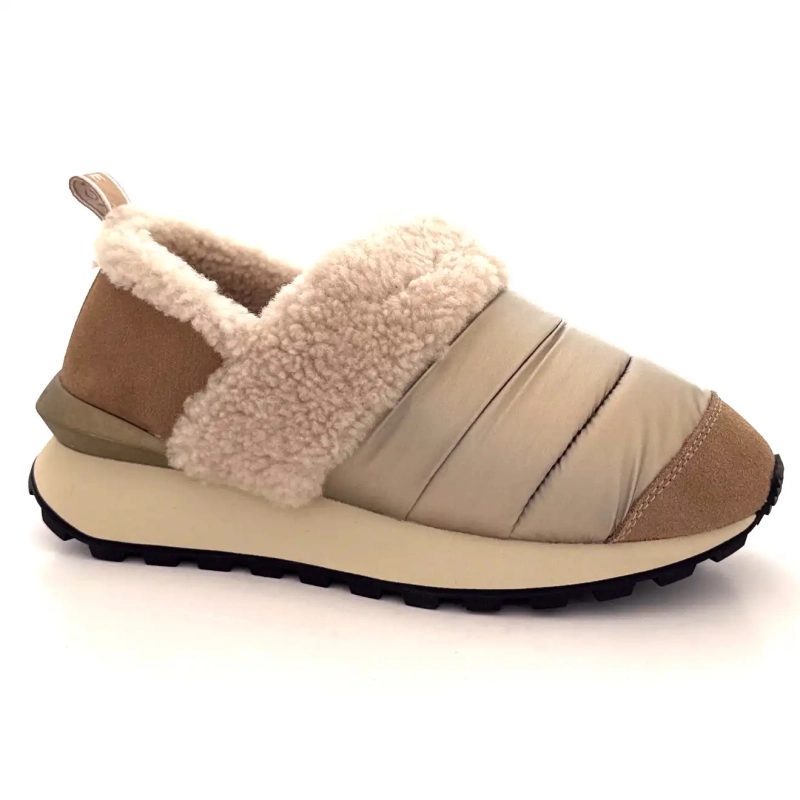 Voile Blanche 4D67 Haselnuss Wildleder Nylon Beige Schaffell-Effekt Ivoire Chaussures